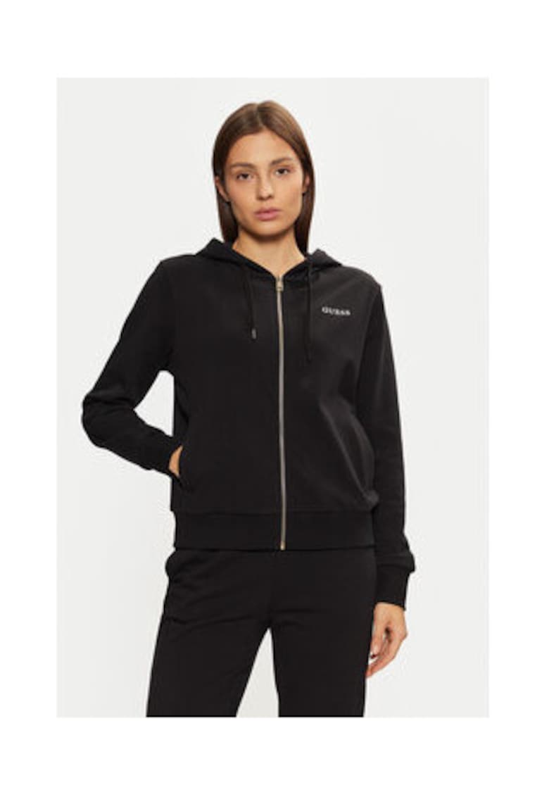 Hanorac din amestec de bumbac cu fermoar si model logo