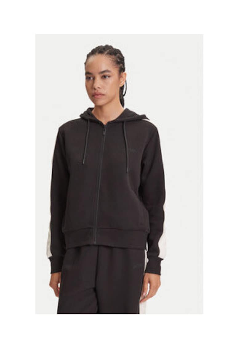 Hanorac casual din bumbac cu fermoar - Negru