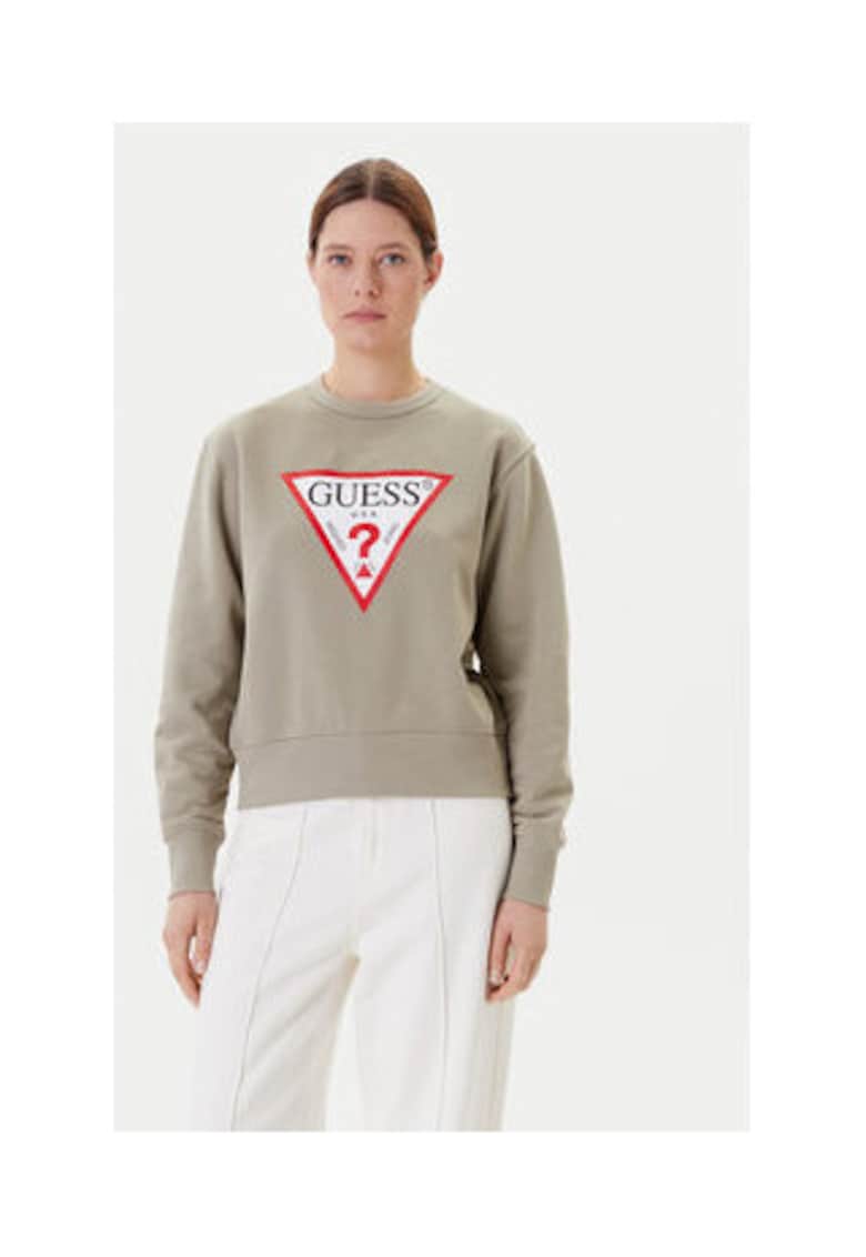 Bluza din bumbac cu logo si maneci lungi