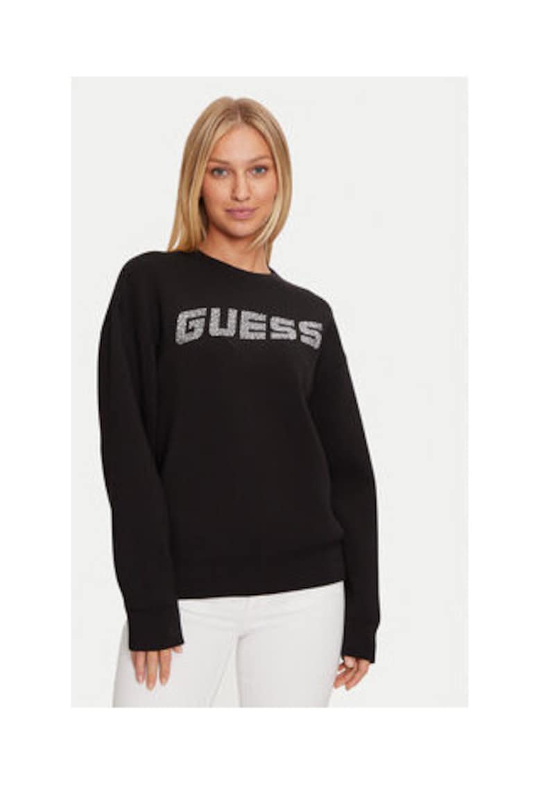 Bluza sport cu decolteu la baza gatului si logo