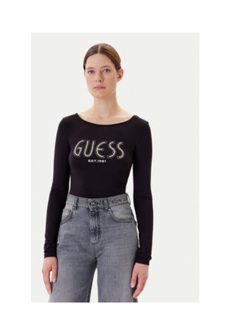 Bluza-body din amestesc de viscoza - Negru