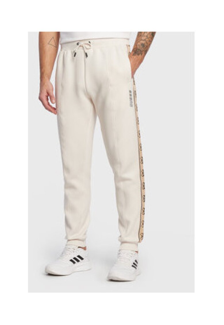 Pantaloni de trening cu logo si snur in talie
