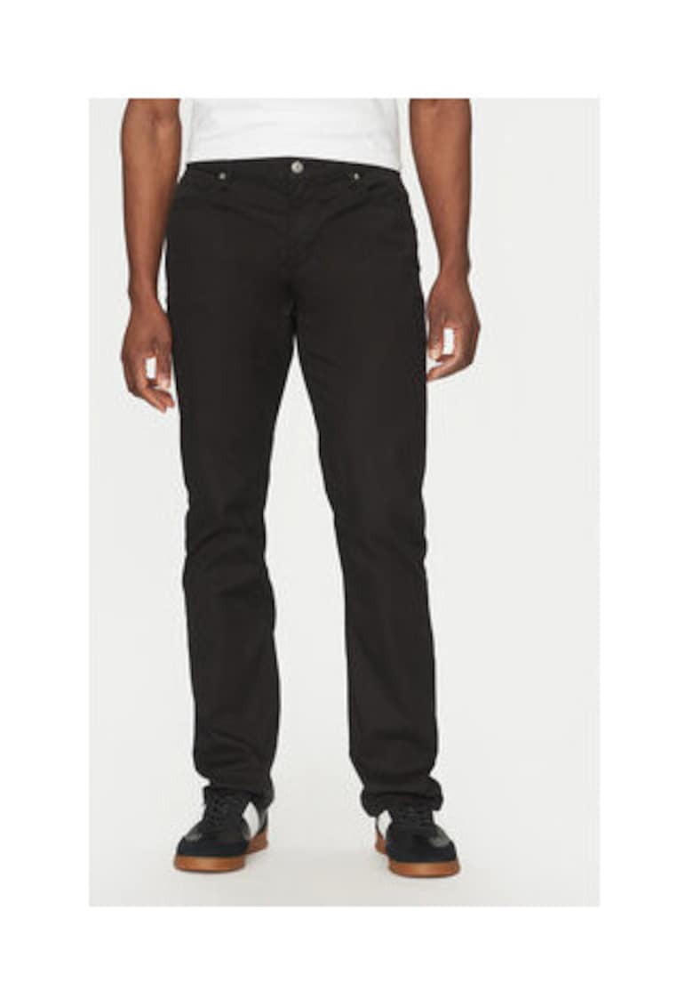 Pantaloni din amestec de bumbac cu talie medie8 - Negru