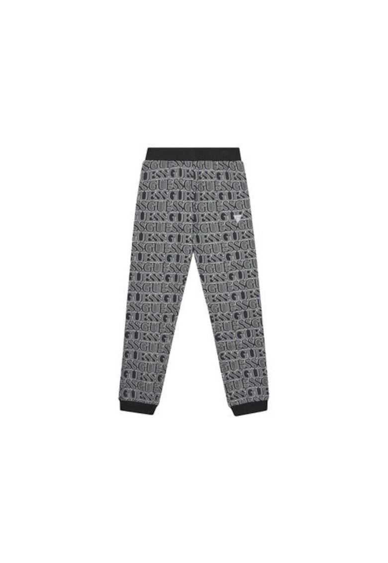 Pantaloni de trening din bumbac cu model logo si margini contrastante