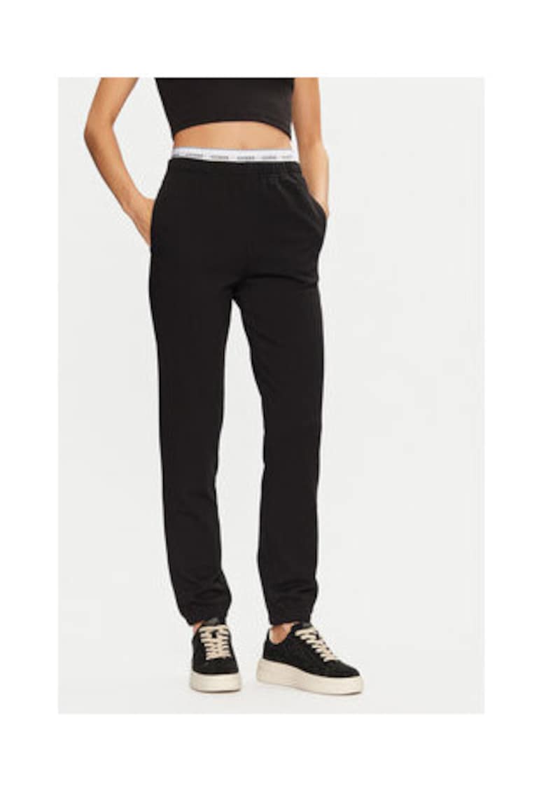 Pantaloni de trening din amestec de bumbac cu banda logo in talie