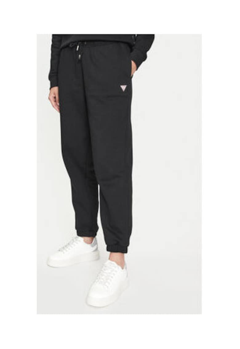 Pantaloni din amestec de bumbac cu șnururi și buzunare