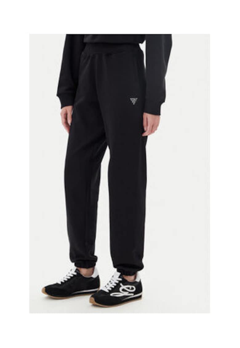 Pantaloni de trening din bumbac cu snur de ajustare si terminatii elastice