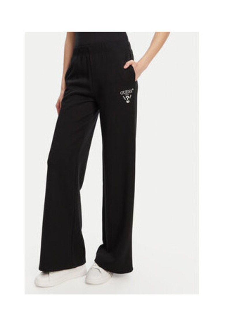 Guess Pantaloni de trening cu talie medie elastica si logo brodat