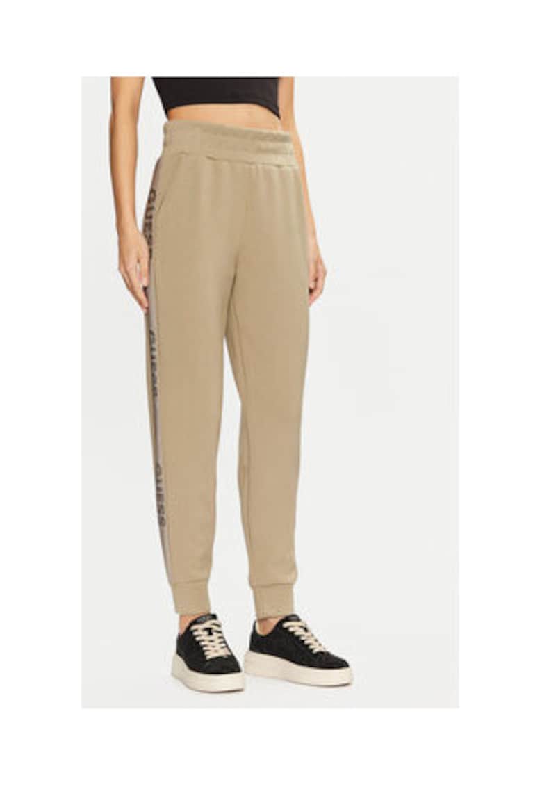 Pantaloni sport cu garnitura laterala cu logo si talie elastica