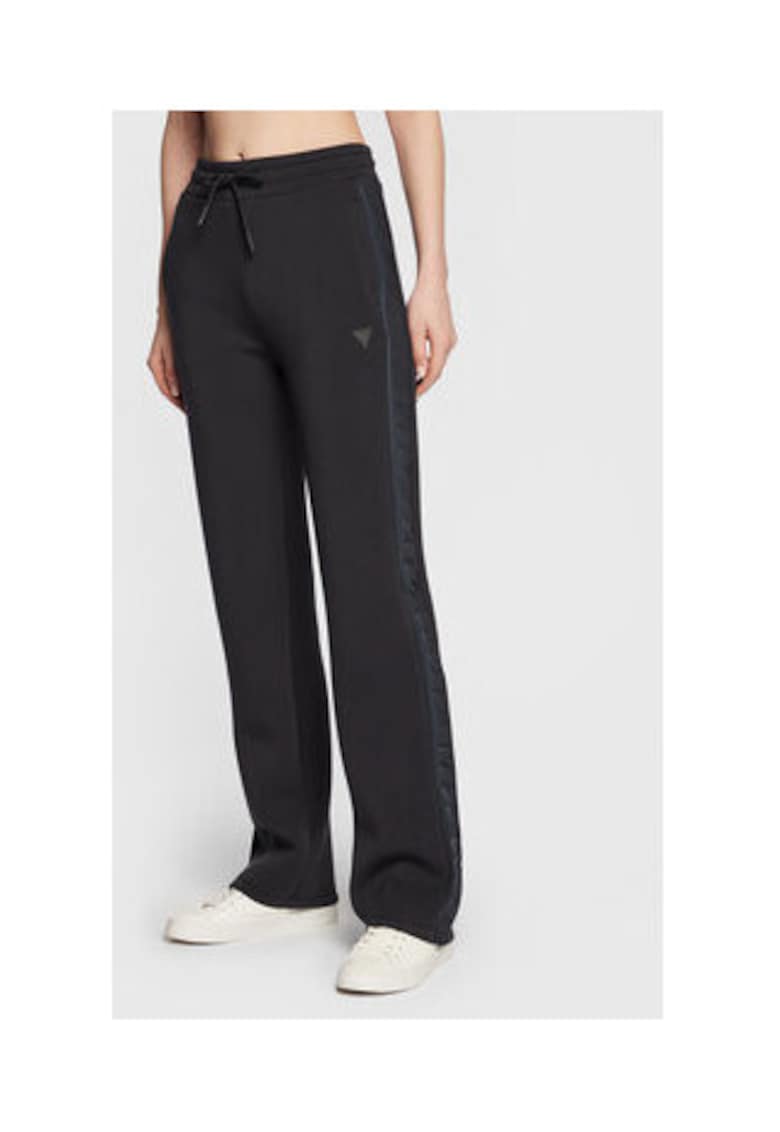 Pantaloni de trening cu talie inalta si croiala dreapta