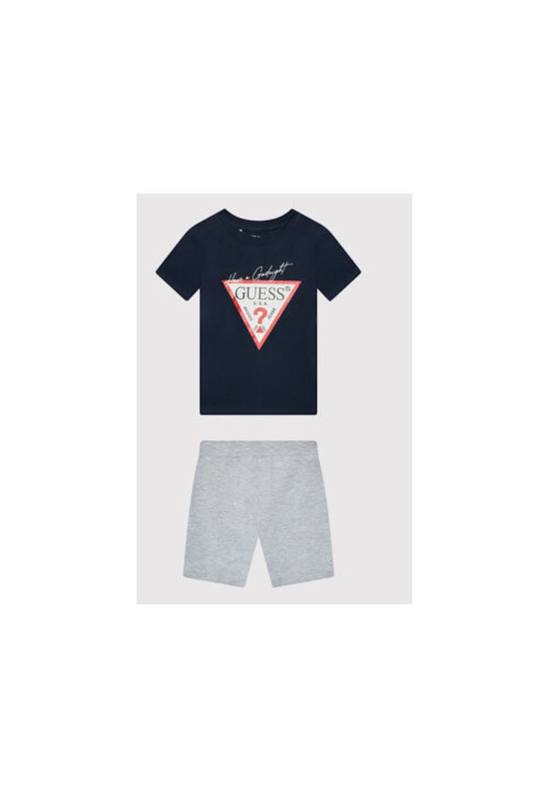 Pijama cu maneca scurta si logo -