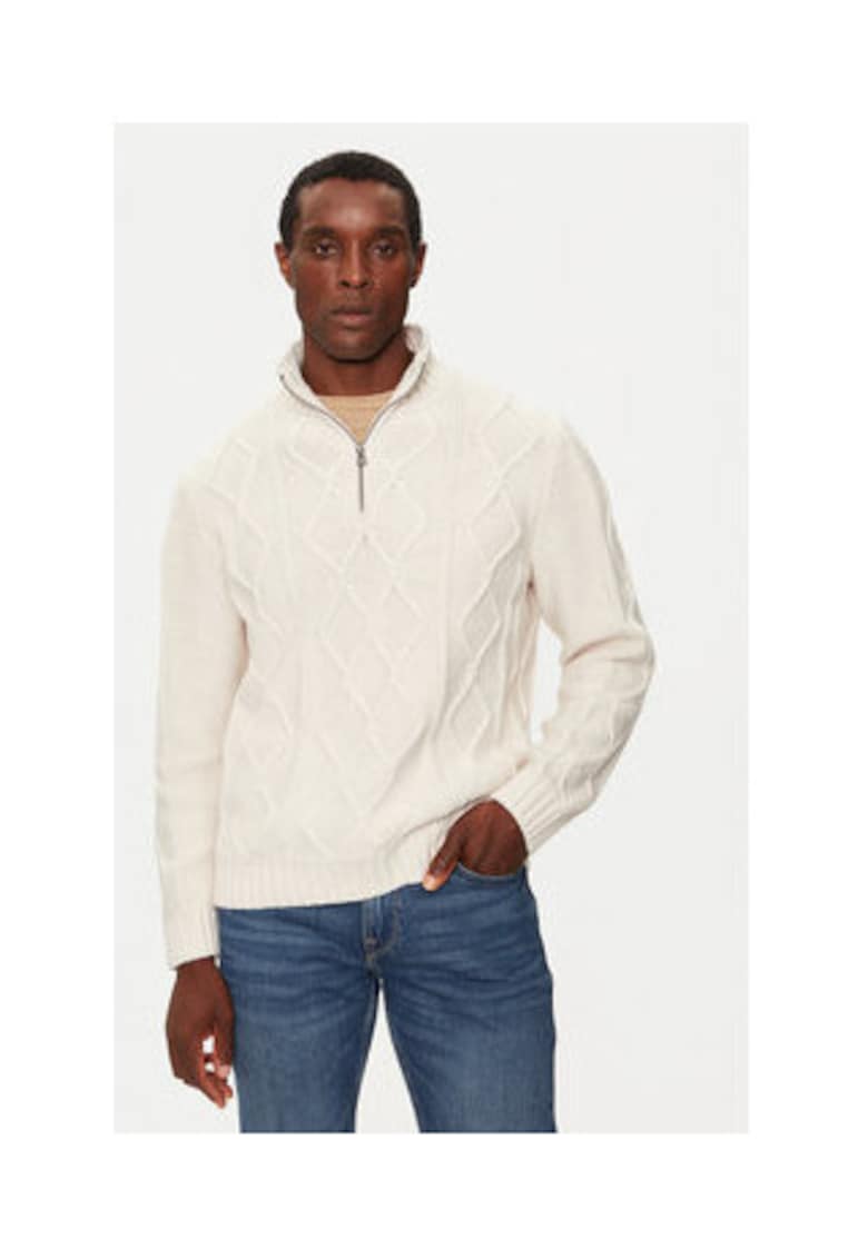 Pulover regular fit brodat cu guler inalt