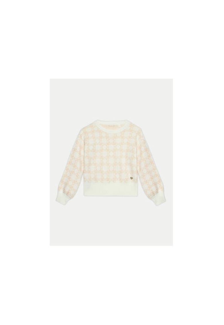 Pulover cu print si detaiu logo
