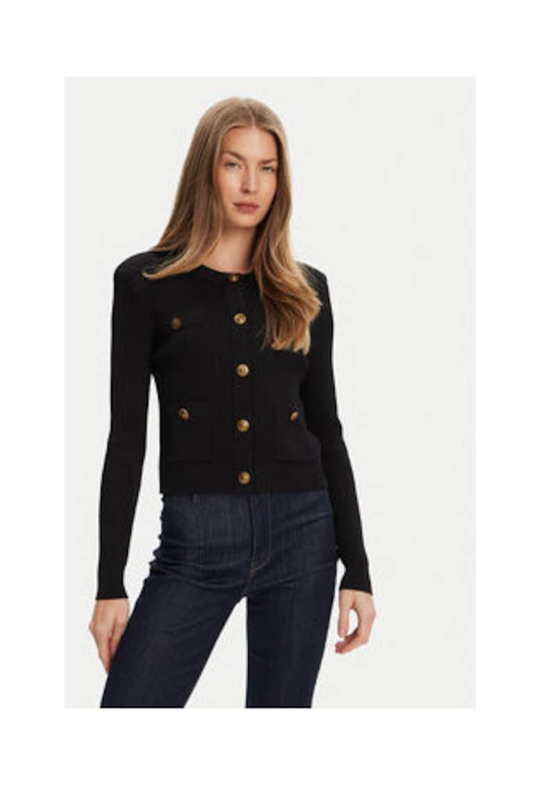 Cardigan din amestec de viscoza cu striatii si nasturi decorativi