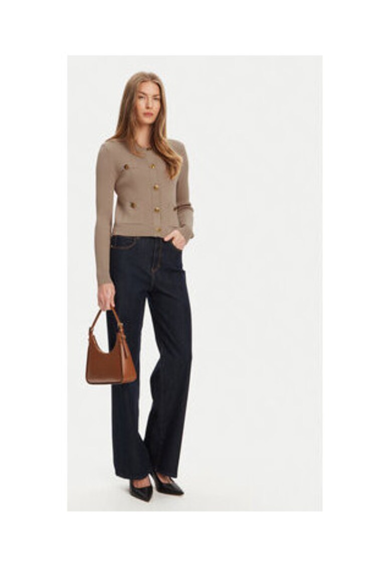 Cardigan slim fit din amestec de viscoza cu nasturi decorativi si striatii