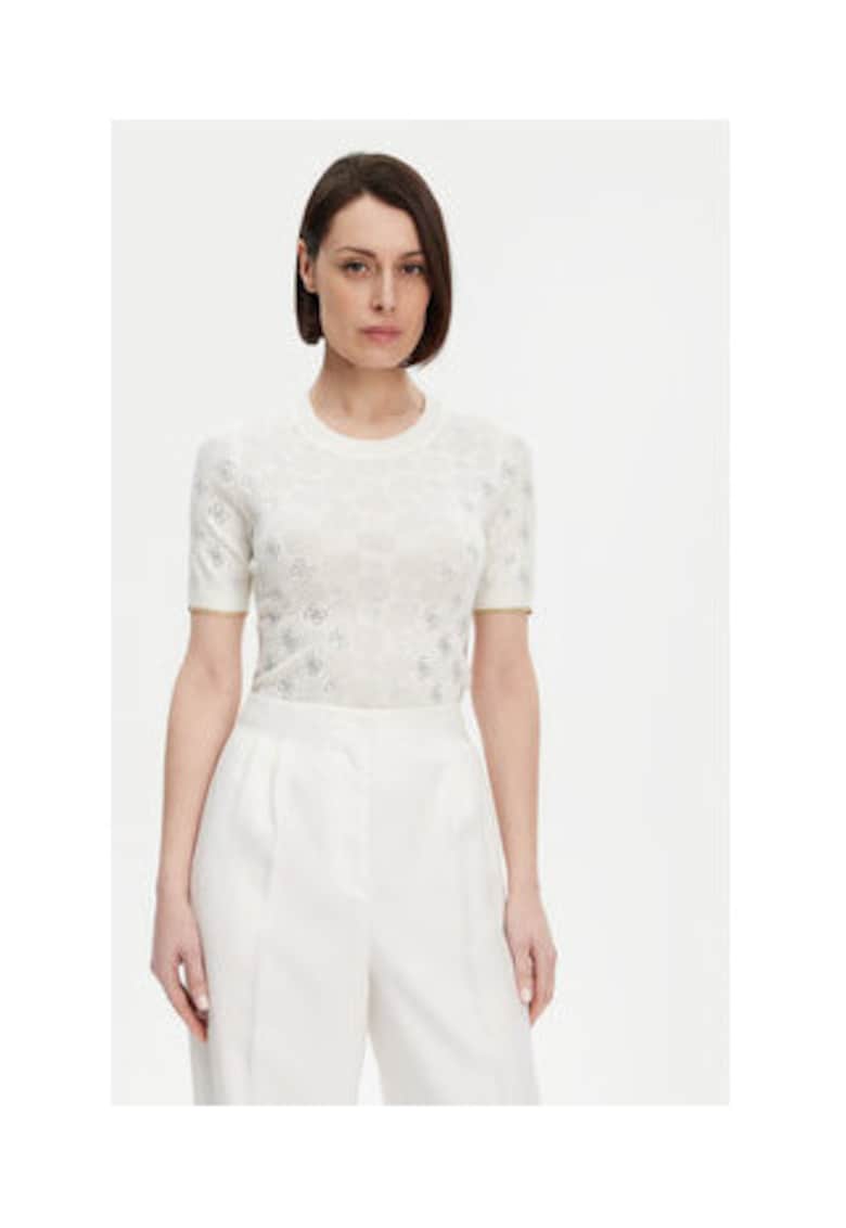 Pulover cu imprimeu - si decolteu la baza gatului