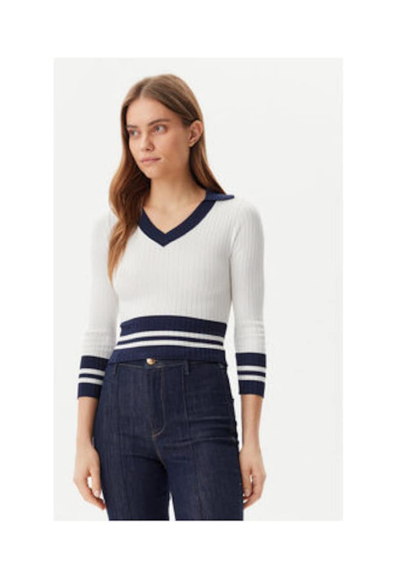 Pulover crop cu decolteu in V