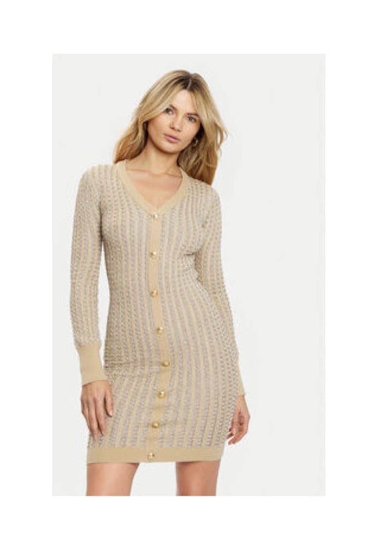 Rochie bodycon tricotata - cu nasturi decorativi