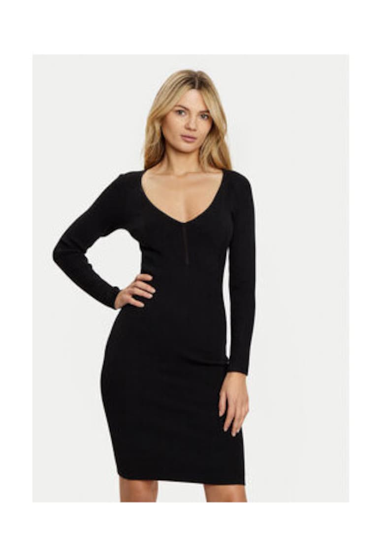 Rochie cambrata cu decolteu in V - din jerseu