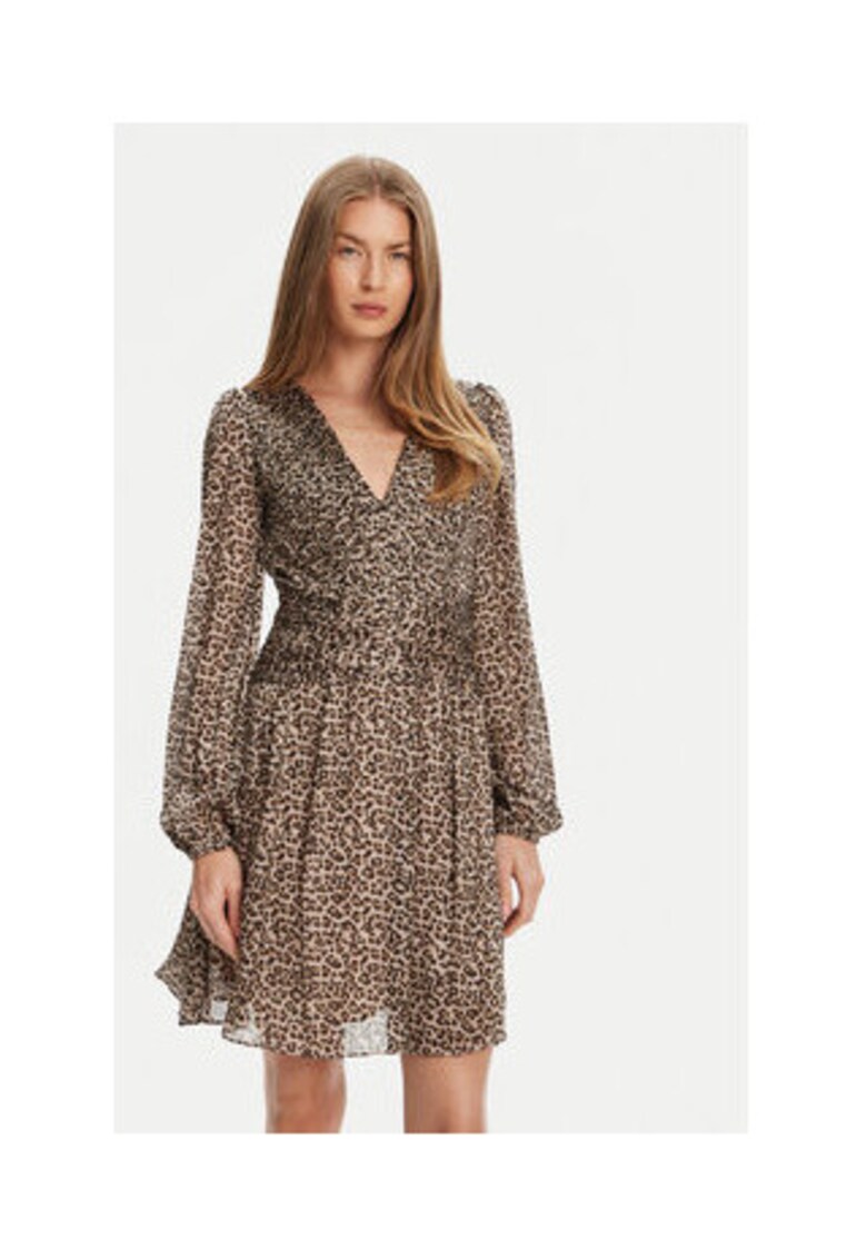 Rochie scurta cu decolteu in V si model animal print