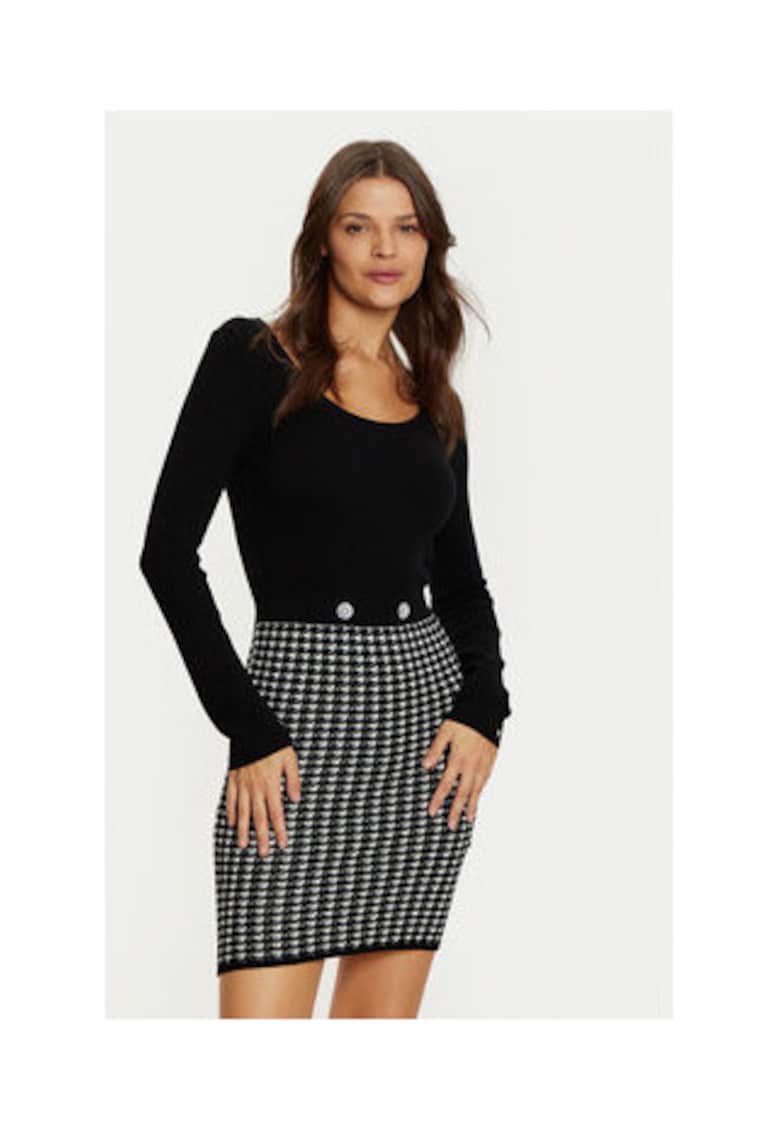 Rochie bodycon cu imprimeu houndstooth Gabriella - Negru