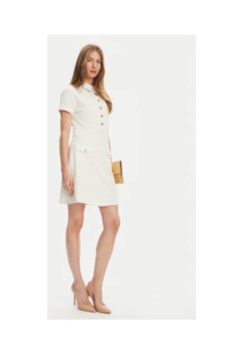 Rochie scurta tricotata cu guler si nasturi decorativi