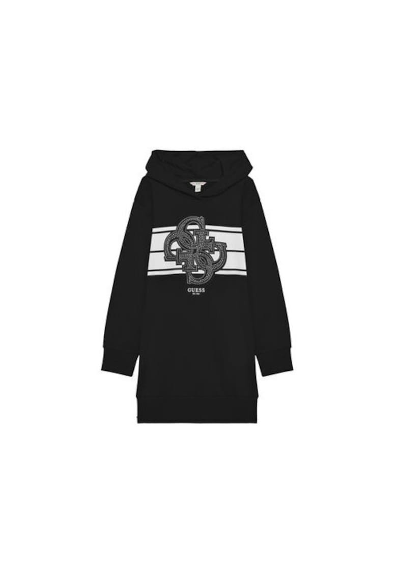 Rochie-hanorac cu gluga si logo din strasuri pe piept
