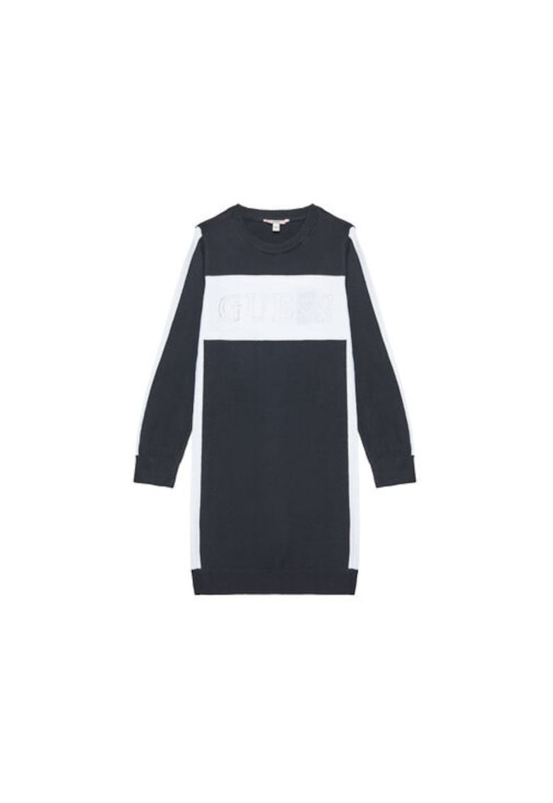 Rochie tricotata din amestec de bumbac cu logo din strasuri pe piept