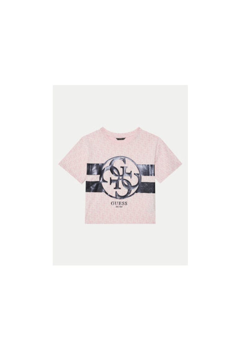 Tricou cu decolteu la baza gatului cu logo imprimat