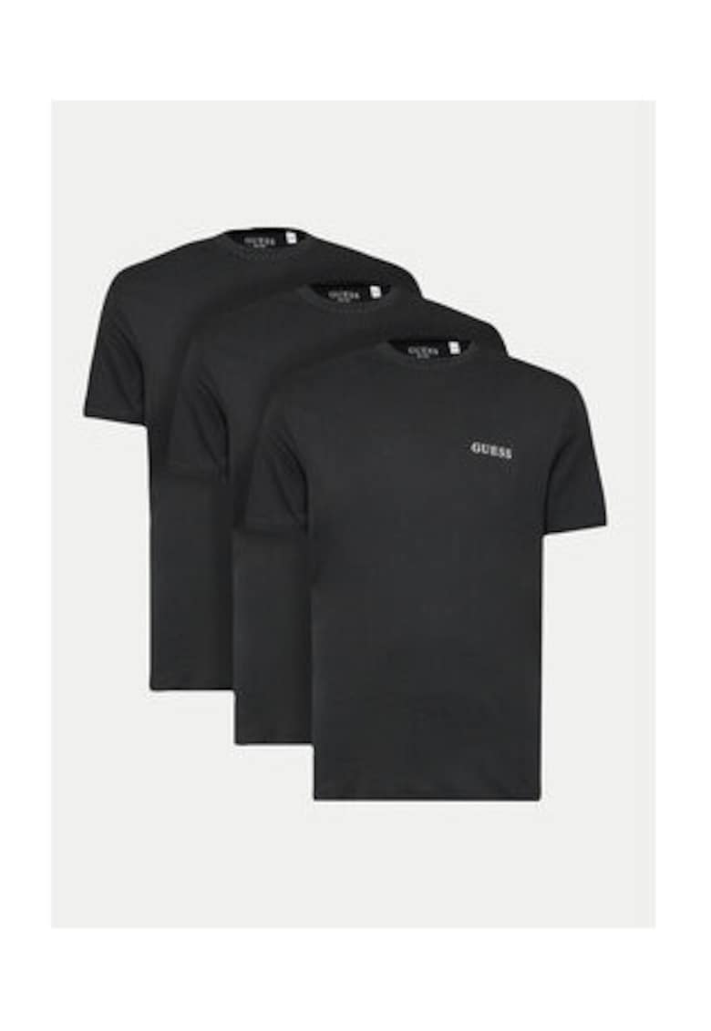 Set de 3 tricouri din bumbac cu decolteu la baza gatului