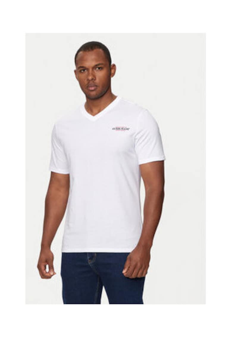 Tricou cu decolteu in V si imprimeu discret
