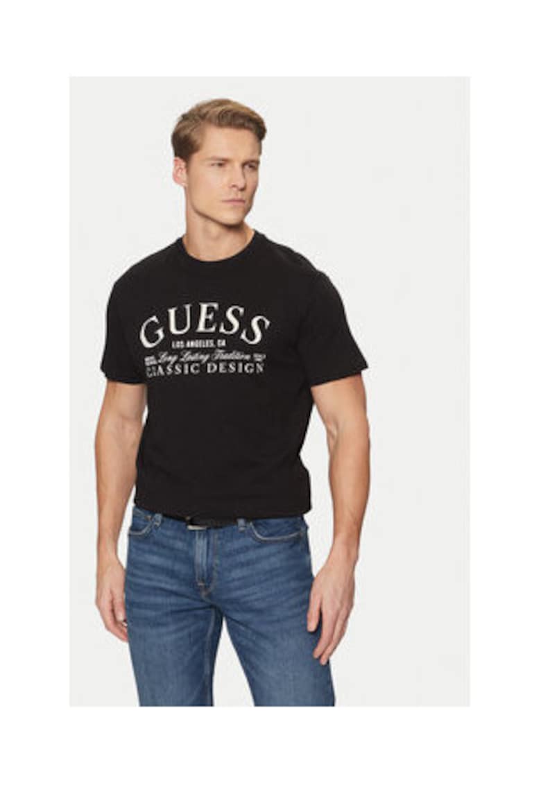 Guess Tricou din bumbac cu imprimeu text si logo