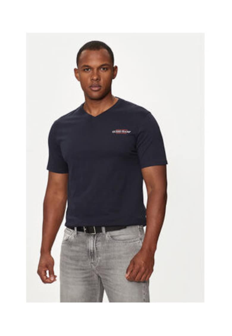 Guess Jeans Tricou din bumbac organic cu decolteu in V
