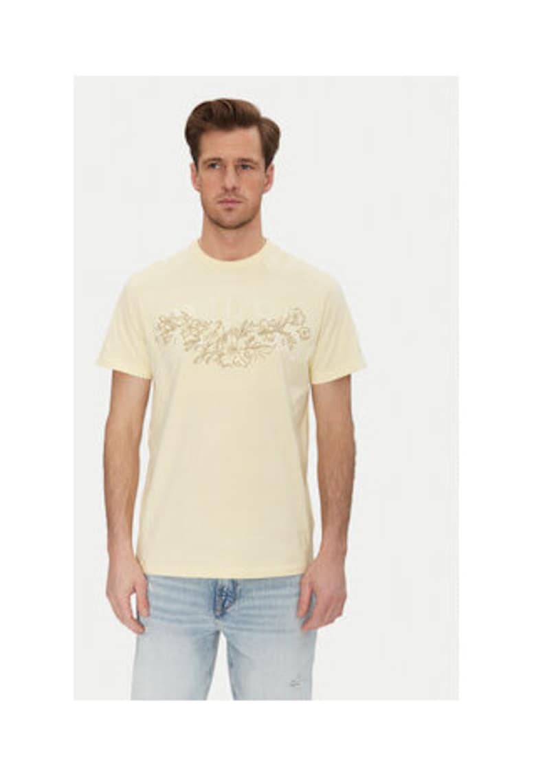 Tricou cu decolteu la baza gatului si imprimeu floral