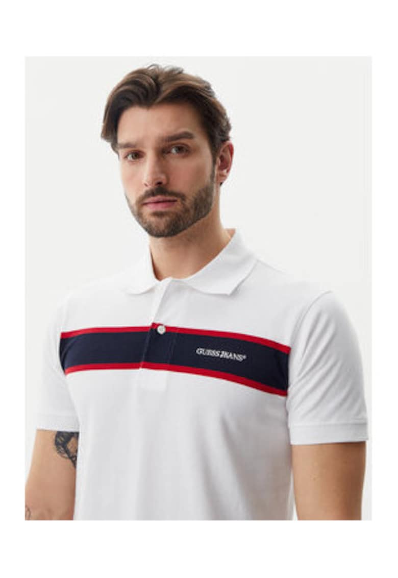 Guess Jeans Tricou cu guler polo din bumbac