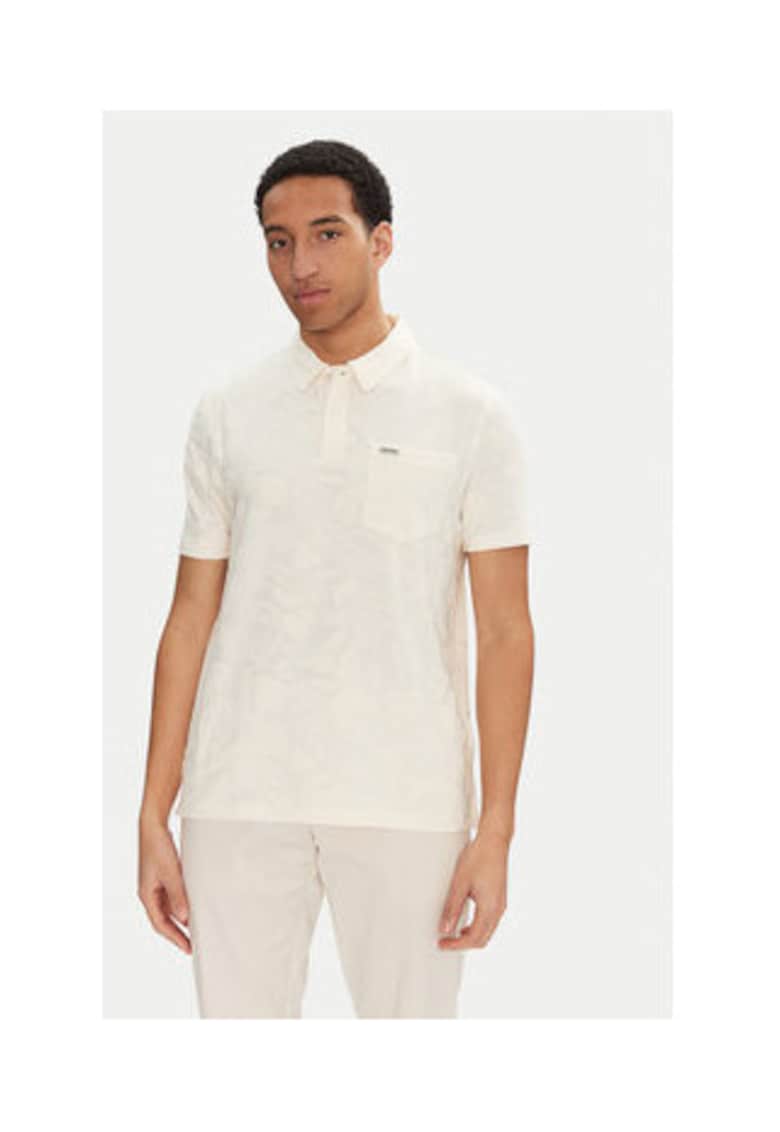 Tricou polo din amestec de bumbac cu buzunar aplicat pe piept