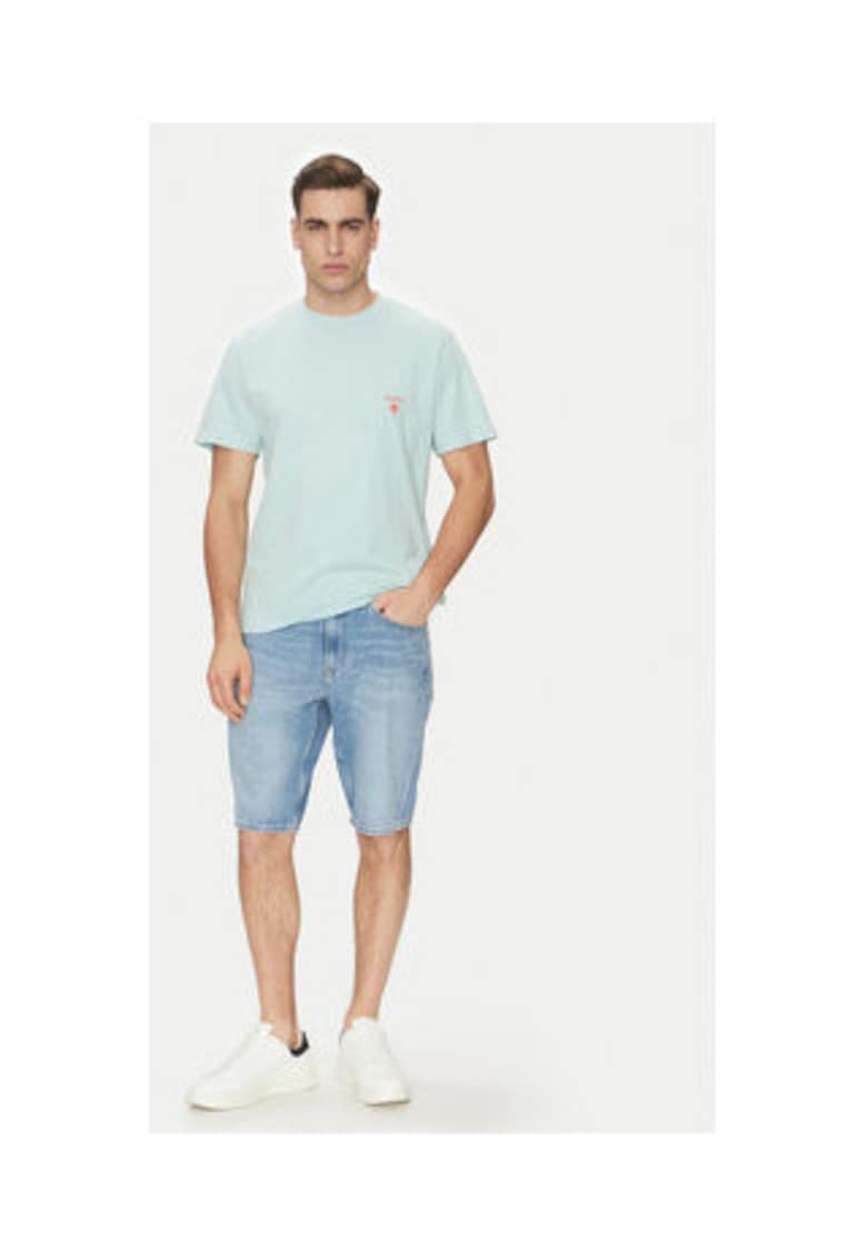 Tricou cu imprimeu pe partea din spate - albastru glaciar