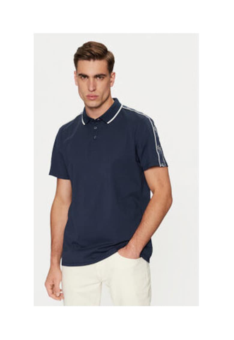 Guess Tricou polo din amestec de bumbac - Bleumarin