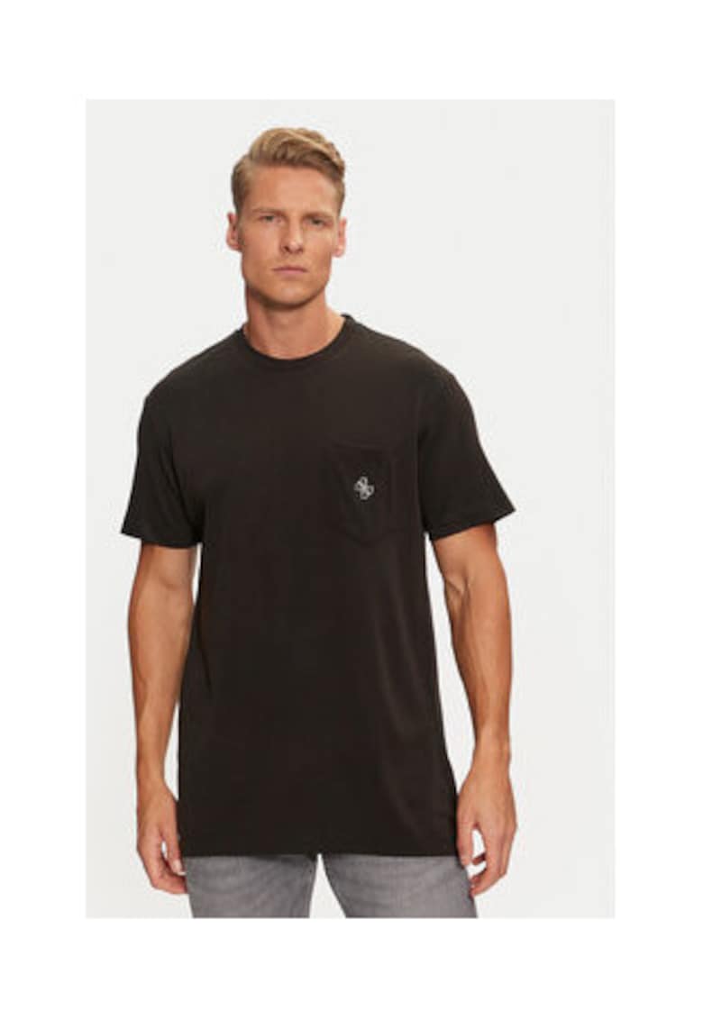 Tricou din amestec de lyocell cu buzunar aplicat pe piept