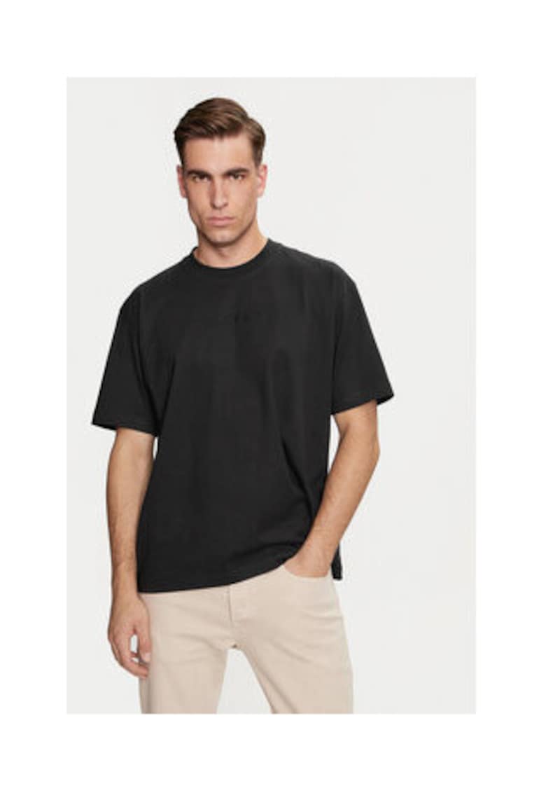 Guess Jeans Tricou uni din amestec de bumbac organic - Negru