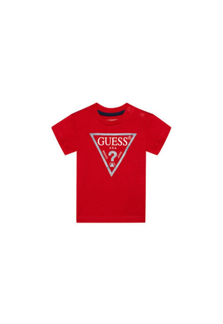 Tricou din bumbac organic cu imprimeu logo 418288 - Rosu