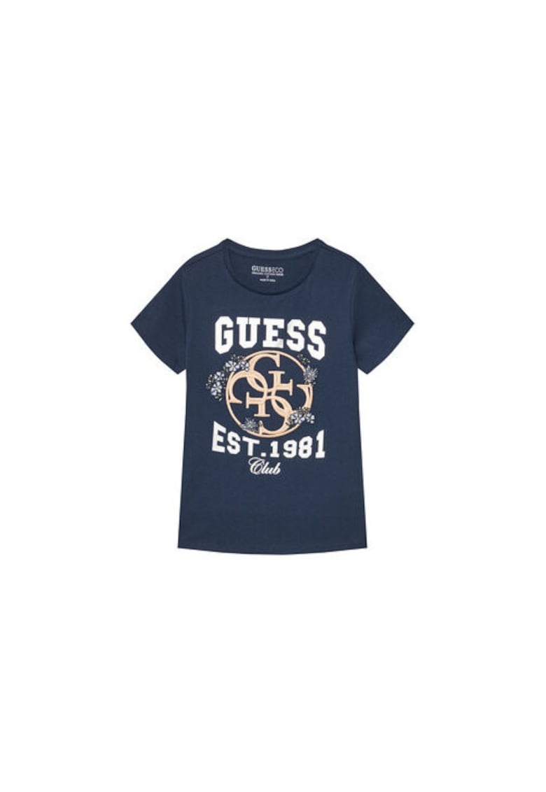 Tricou din amestec de bumbac organic cu decolteu la baza gatului