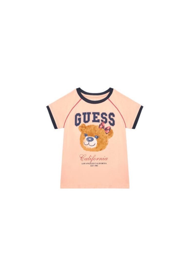 Tricou cu margini contrastante si imprimeu urs