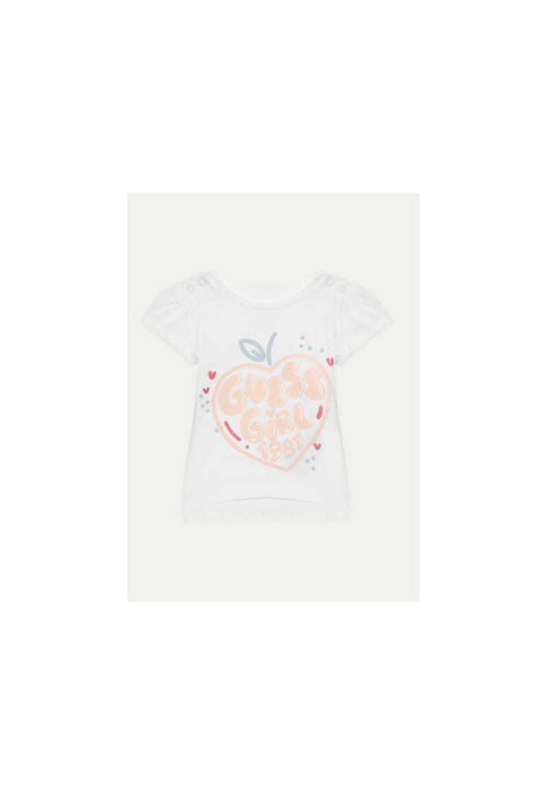Tricou din bumbac cu imprimeu logo - alb