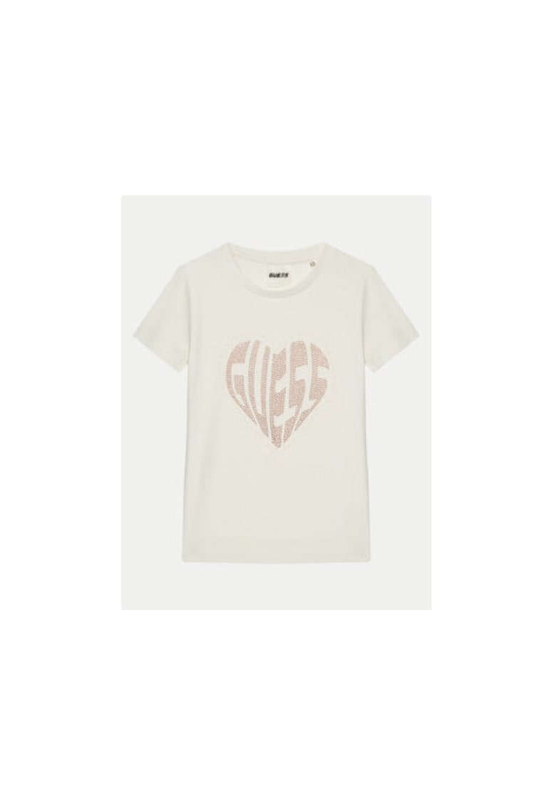Tricou cu design inima - Ecru
