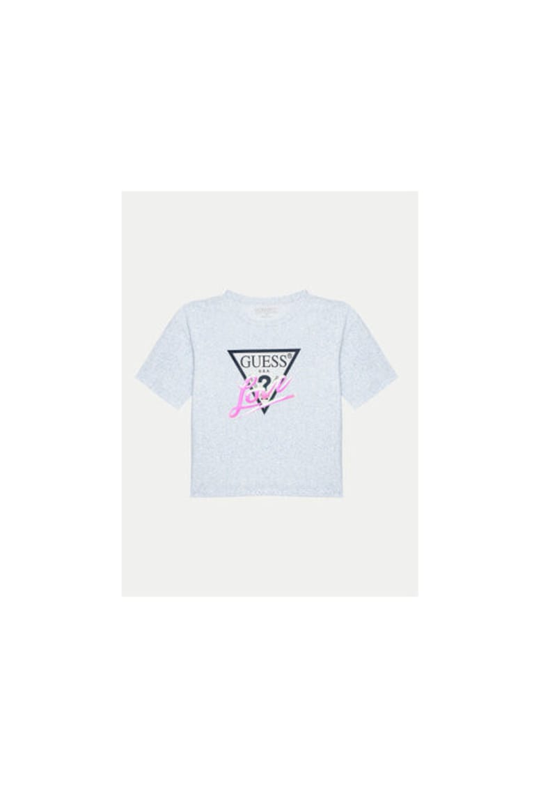 Tricou cu model floral si imprimeu logo