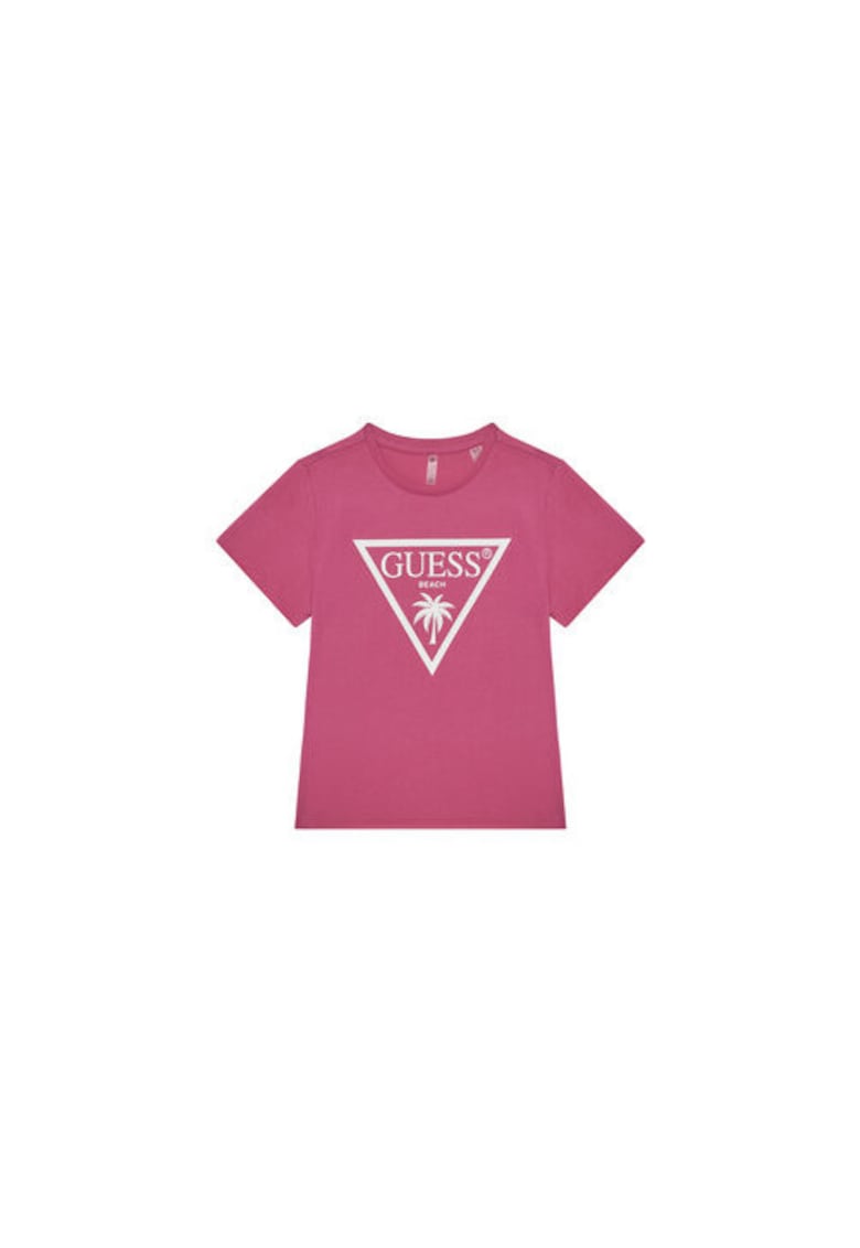 Tricou cu logo frontal si decolteu rotund