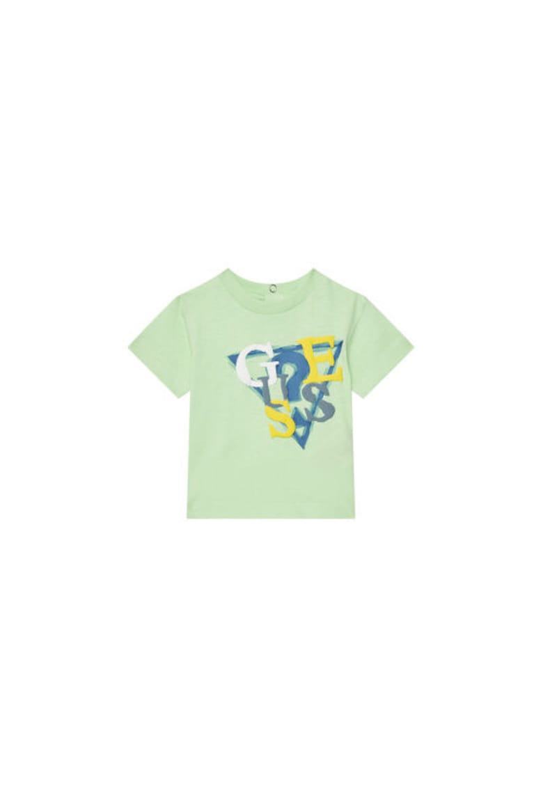 Tricou din bumbac cu logo - verde pal
