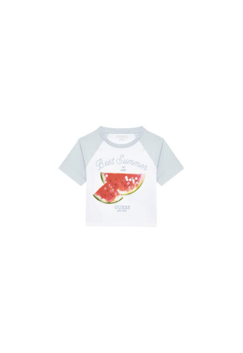 Tricou cu maneci raglan si imprimeu grafic