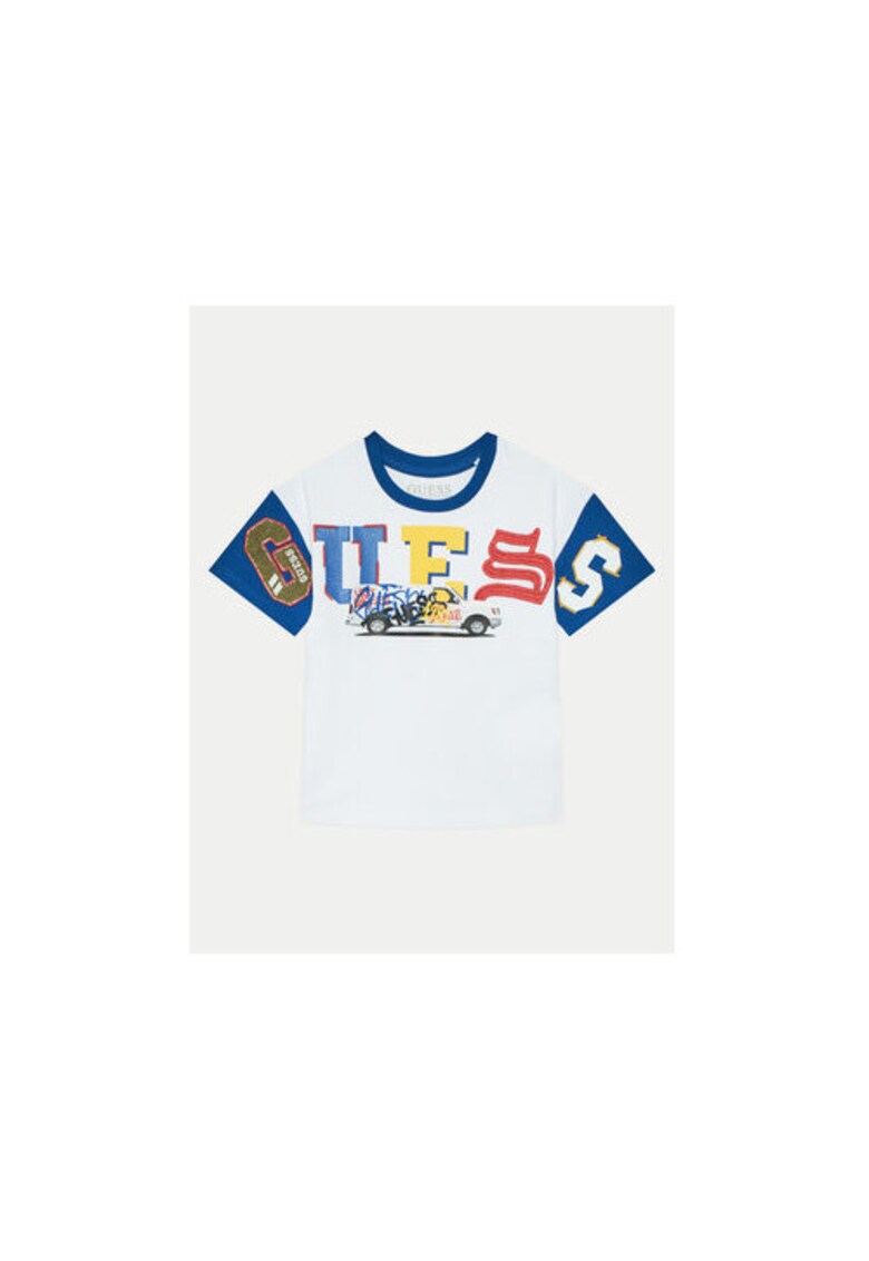 Tricou din bumbac cu model grafic - si decolteu la baza gatului